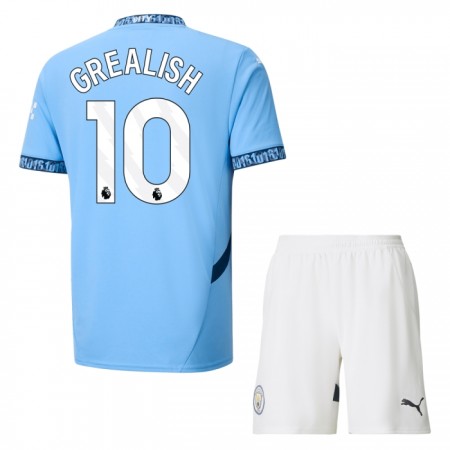 Virallinen pelipaita Manchester City Grealish 10 Koti 2024-25 Lyhythihainen - Lasten ( + Lyhyet housut )
